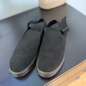 Dr. Martens Black Suede Slip-On Loafers with Backstrap
